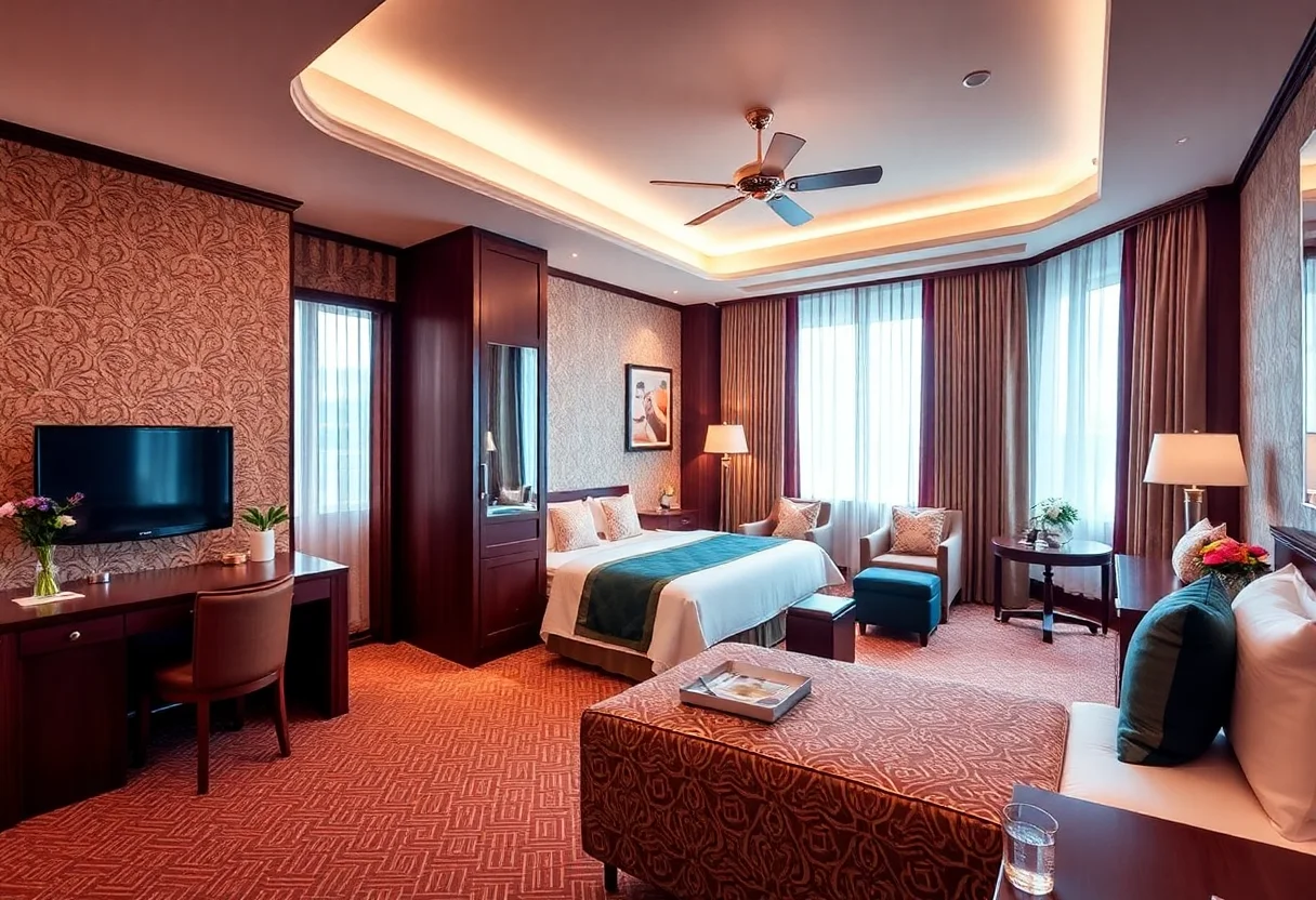 A beautifully decorated hotel room interior