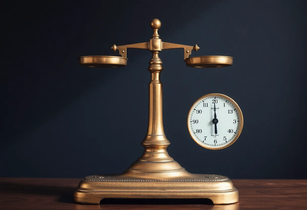 Antique brass weighing scales as a decorative item