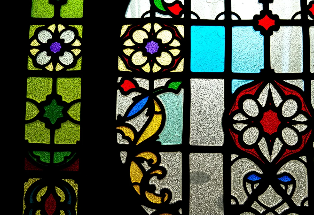 Close-up of a traditional Turkish stained glass window