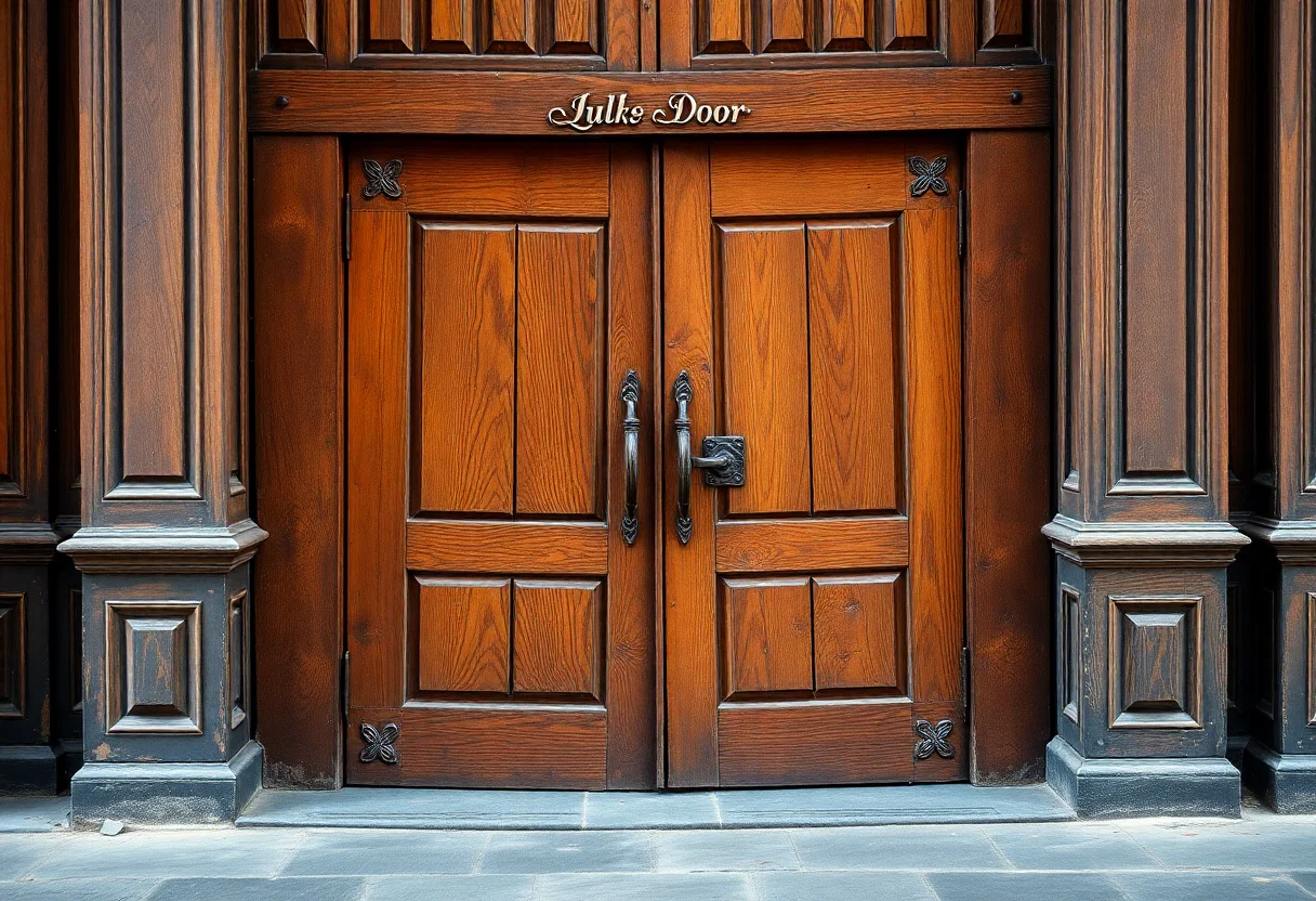 Detailed craftsmanship on a historical wooden door