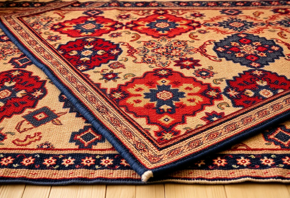 Handwoven traditional Turkish carpet with rich patterns
